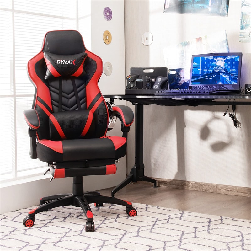 Ergonomic Gaming Chair Recliner with Footrest, Linkage Armrests & Lumbar Support, Big Wide High Back Swivel Video Gaming Office Computer Chair