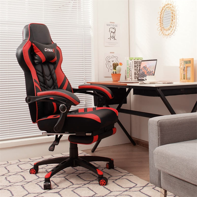 Ergonomic Gaming Chair Recliner with Footrest, Linkage Armrests & Lumbar Support, Big Wide High Back Swivel Video Gaming Office Computer Chair