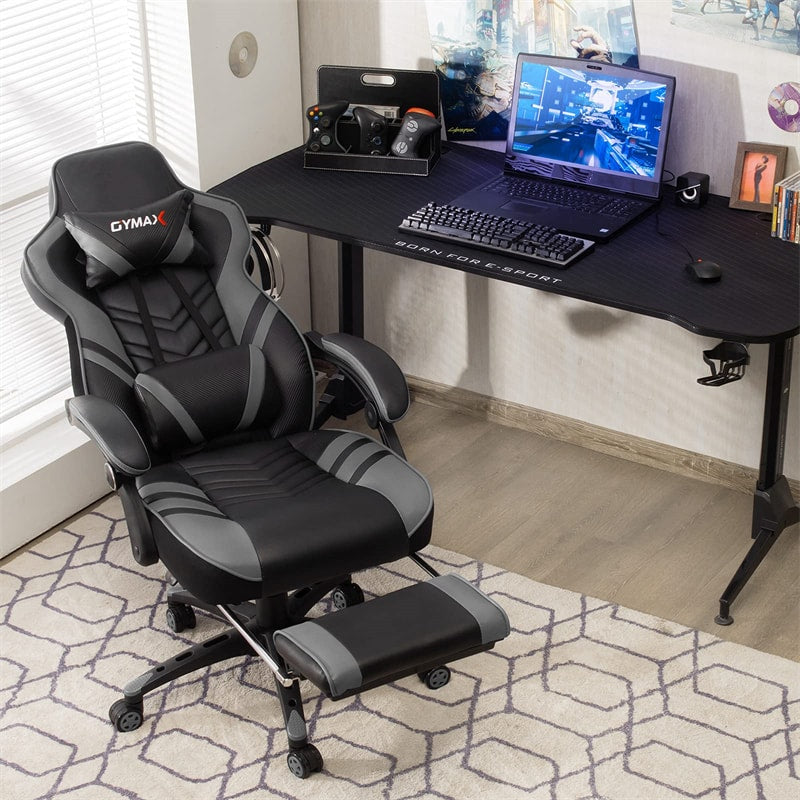 Ergonomic Gaming Chair Recliner with Footrest, Linkage Armrests & Lumbar Support, Big Wide High Back Swivel Video Gaming Office Computer Chair