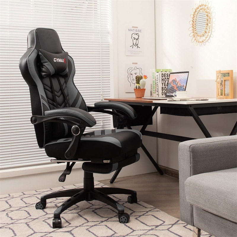 Ergonomic Gaming Chair Recliner with Footrest, Linkage Armrests & Lumbar Support, Big Wide High Back Swivel Video Gaming Office Computer Chair
