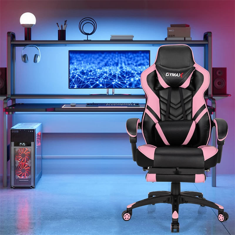Ergonomic Gaming Chair Recliner with Footrest, Linkage Armrests & Lumbar Support, Big Wide High Back Swivel Video Gaming Office Computer Chair
