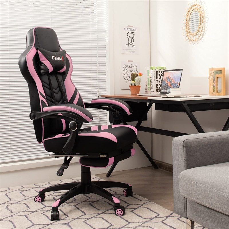 Ergonomic Gaming Chair Recliner with Footrest, Linkage Armrests & Lumbar Support, Big Wide High Back Swivel Video Gaming Office Computer Chair