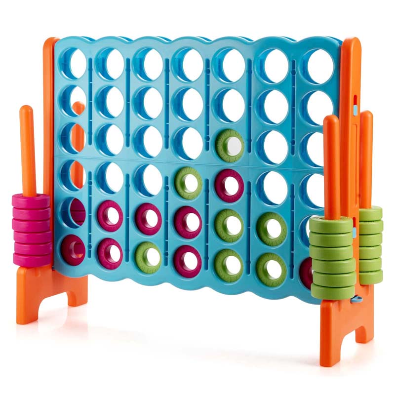 Giant 4-In-A-Row Jumbo 4-to-Score Giant Game Set with 42 Jumbo Rings & Quick-Release Slider