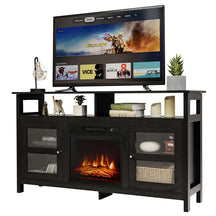 58" Electric Fireplace TV Stand for 65" TVs, Media Console with 18" 1400W Heater Insert, Thermostat, Adjustable 3D Flame & Storage Shelves