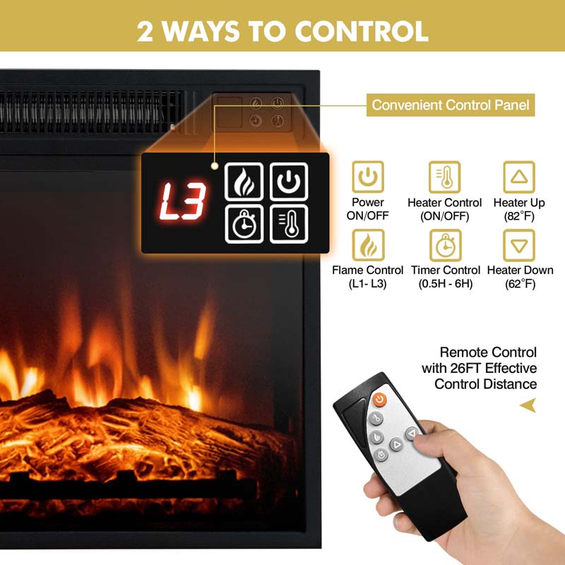 58" Electric Fireplace TV Stand for 65" TVs, Media Console with 18" 1400W Heater Insert, Thermostat, Adjustable 3D Flame & Storage Shelves