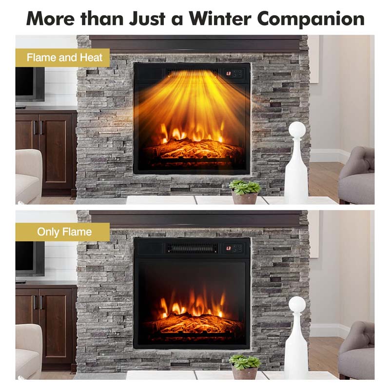 58" Electric Fireplace TV Stand for 65" TVs, Media Console with 18" 1400W Heater Insert, Thermostat, Adjustable 3D Flame & Storage Shelves