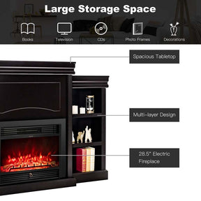70" Electric Fireplace TV Stand with 28.5" 1500W Insert, Adjustable 3-Color Flame & Remote, Wood Media Console with Storage for Living Room