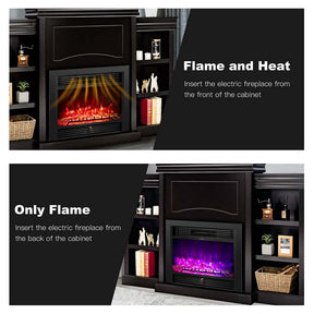 70" Electric Fireplace TV Stand with 28.5" 1500W Insert, Adjustable 3-Color Flame & Remote, Wood Media Console with Storage for Living Room