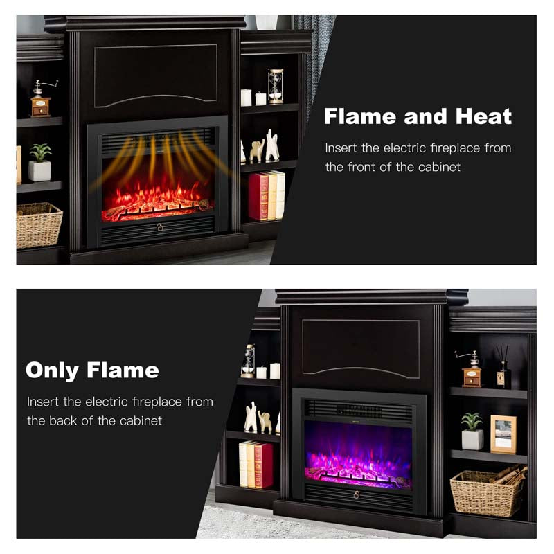70" Electric Fireplace TV Stand with 28.5" 1500W Insert, Adjustable 3-Color Flame & Remote, Wood Media Console with Storage for Living Room