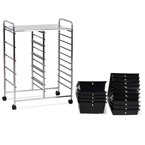 15-Drawer Storage Drawer Cart Tools Scrapbook Paper Organizer Cart Office School Utility Cart Rolling Storage Cart with Wheels