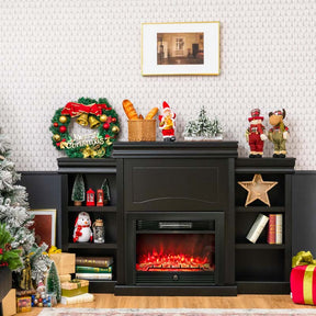 70" Electric Fireplace TV Stand with 28.5" 1500W Insert, Adjustable 3-Color Flame & Remote, Wood Media Console with Storage for Living Room