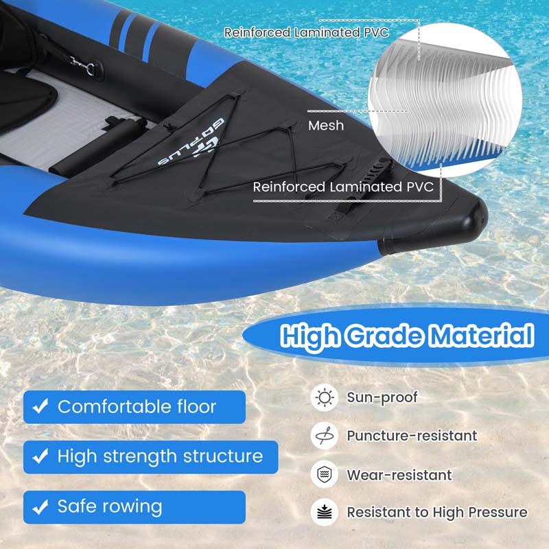 2-Person Inflatable Kayak Set with 2 Aluminium Oars & Repair Kit, 12.5Ft 507lbs Portable Fishing Touring Kayaks for Adults