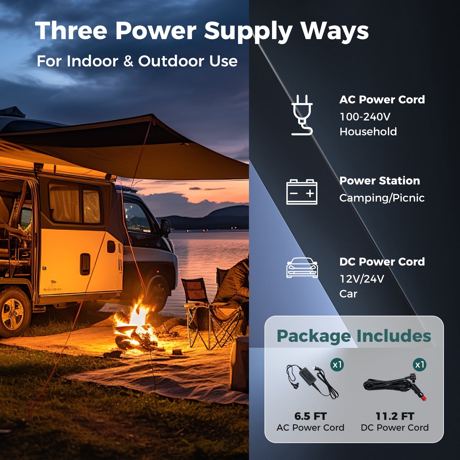 42QT Dual-Zone Car Refrigerator Fridge Freezer with Wheels & -4°F~68°F Temp, 12V/24V AC/DC Portable Electric Cooler for RV Camping