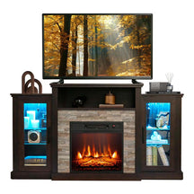 Electric Fireplace TV Stand with LED Lights for 65" TVs, Entertainment Center w/ 18" Heater Insert, APP & Remote Control, Adjustable Shelf
