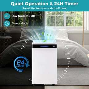 57 Pint Dehumidifier for Home & Basement, 4500 Sq. Ft Portable Dehumidifier with 12" Auto Drain Hose, 3-Color Indicator & Dry Clothes Mode