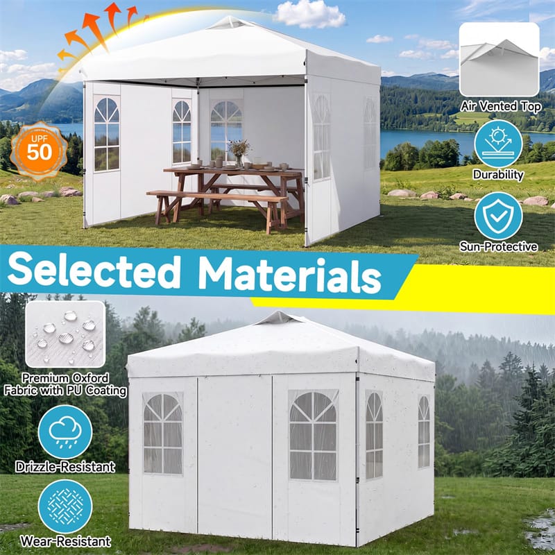 Pop Up Canopy Tent, Waterproof Outdoor Party Event Tent with Sidewalls, Center Lock & Sandbags Carry Bag, Portable Commercial Gazebo