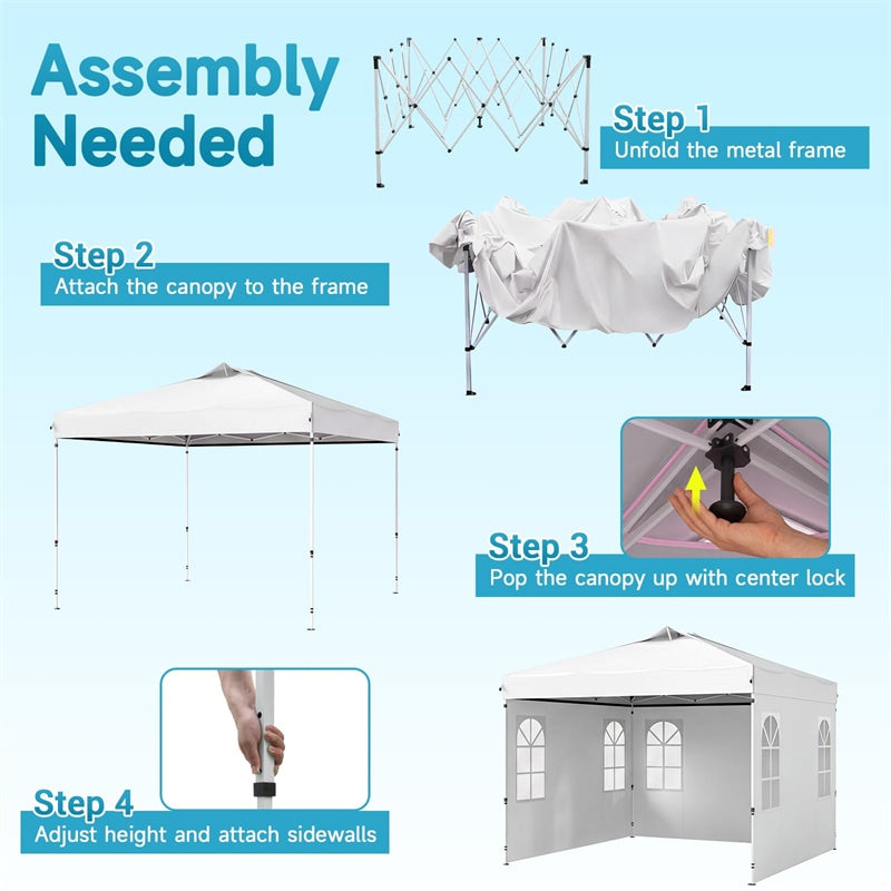 Pop Up Canopy Tent, Waterproof Outdoor Party Event Tent with Sidewalls, Center Lock & Sandbags Carry Bag, Portable Commercial Gazebo