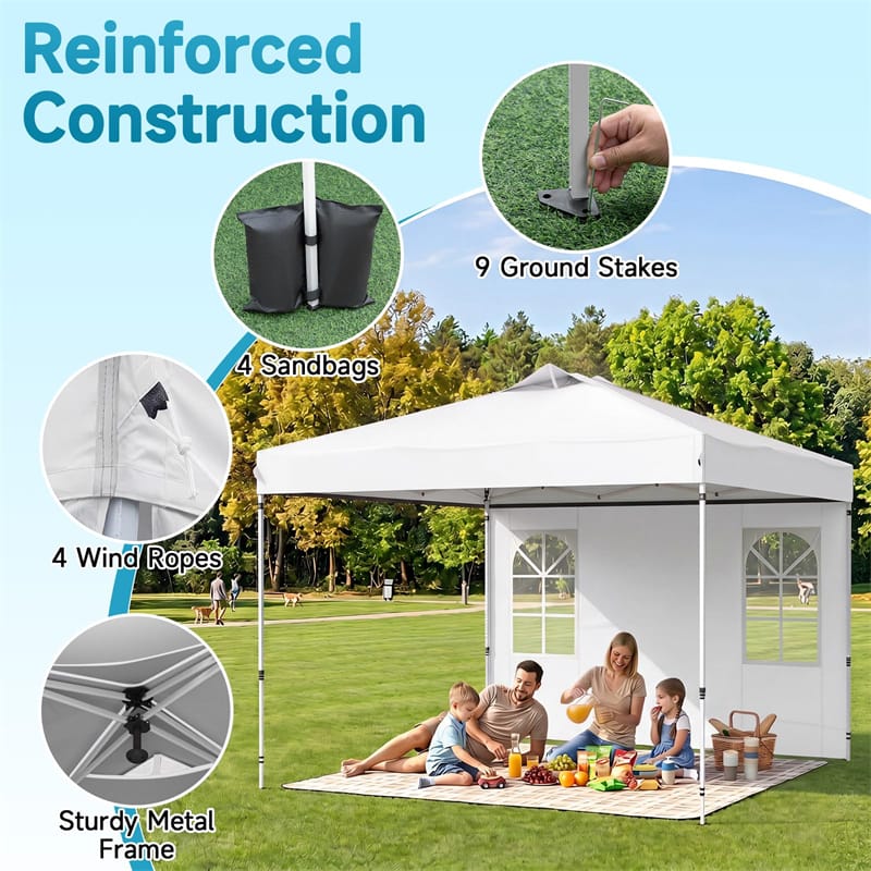 Pop Up Canopy Tent, Waterproof Outdoor Party Event Tent with Sidewalls, Center Lock & Sandbags Carry Bag, Portable Commercial Gazebo