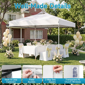 Pop Up Canopy Tent, Waterproof Outdoor Party Event Tent with Sidewalls, Center Lock & Sandbags Carry Bag, Portable Commercial Gazebo