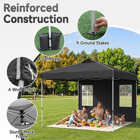Pop Up Canopy Tent, Waterproof Outdoor Party Event Tent with Sidewalls, Center Lock & Sandbags Carry Bag, Portable Commercial Gazebo