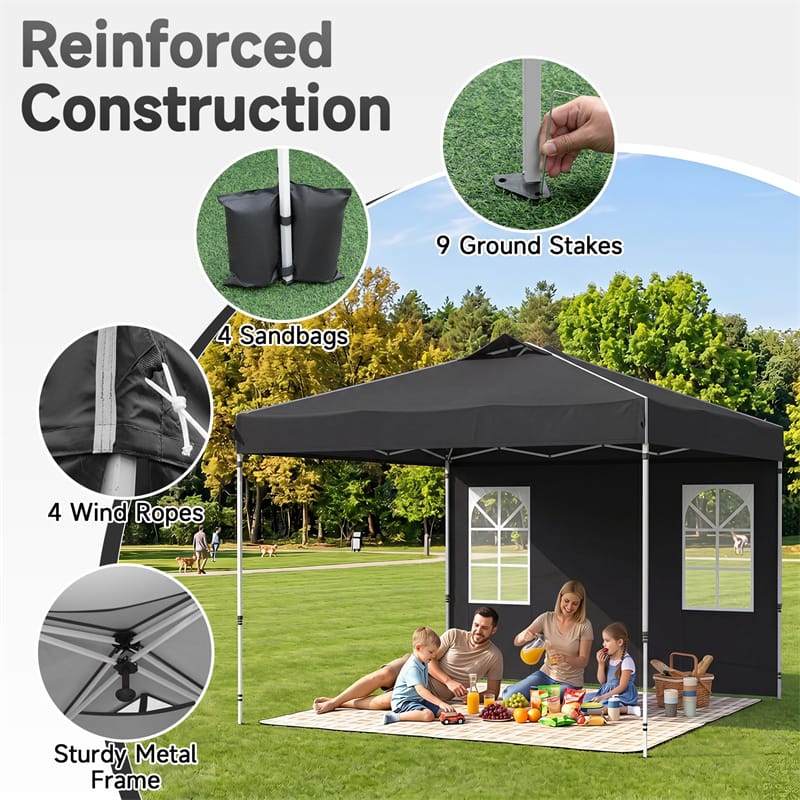 Pop Up Canopy Tent, Waterproof Outdoor Party Event Tent with Sidewalls, Center Lock & Sandbags Carry Bag, Portable Commercial Gazebo