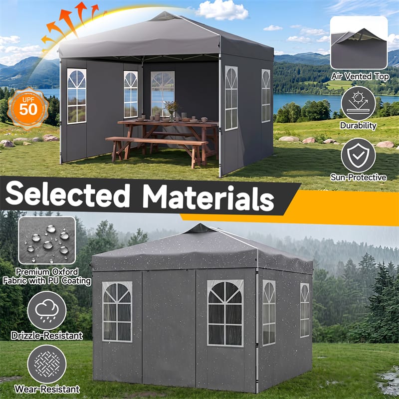 Pop Up Canopy Tent, Waterproof Outdoor Party Event Tent with Sidewalls, Center Lock & Sandbags Carry Bag, Portable Commercial Gazebo