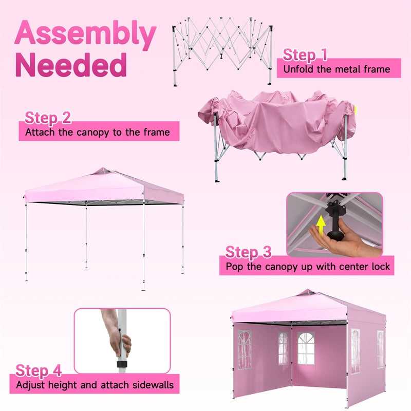 Pop Up Canopy Tent, Waterproof Outdoor Party Event Tent with Sidewalls, Center Lock & Sandbags Carry Bag, Portable Commercial Gazebo
