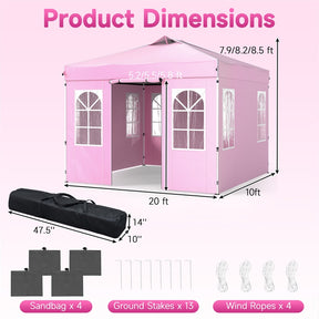 Pop Up Canopy Tent, Waterproof Outdoor Party Event Tent with Sidewalls, Center Lock & Sandbags Carry Bag, Portable Commercial Gazebo