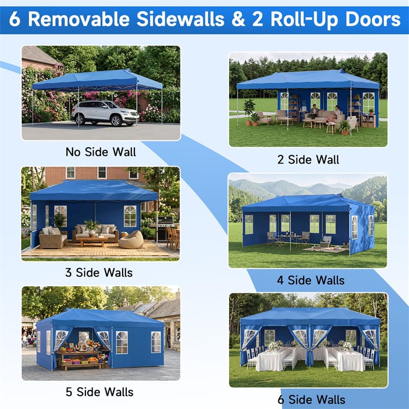 Pop Up Canopy Tent, Waterproof Outdoor Party Event Tent with Sidewalls, Center Lock & Sandbags Carry Bag, Portable Commercial Gazebo