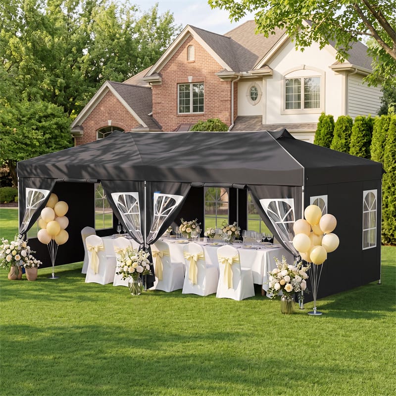 Pop Up Canopy Tent, Waterproof Outdoor Party Event Tent with Sidewalls, Center Lock & Sandbags Carry Bag, Portable Commercial Gazebo