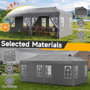 Pop Up Canopy Tent, Waterproof Outdoor Party Event Tent with Sidewalls, Center Lock & Sandbags Carry Bag, Portable Commercial Gazebo