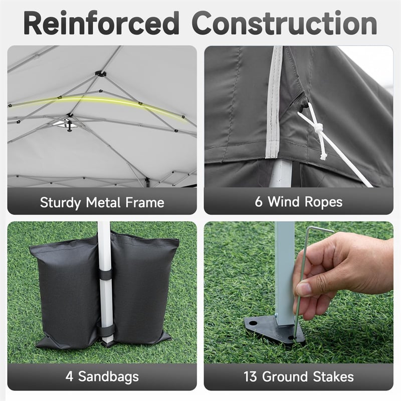 Pop Up Canopy Tent, Waterproof Outdoor Party Event Tent with Sidewalls, Center Lock & Sandbags Carry Bag, Portable Commercial Gazebo