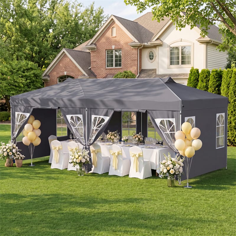 Pop Up Canopy Tent, Waterproof Outdoor Party Event Tent with Sidewalls, Center Lock & Sandbags Carry Bag, Portable Commercial Gazebo