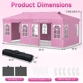 Pop Up Canopy Tent, Waterproof Outdoor Party Event Tent with Sidewalls, Center Lock & Sandbags Carry Bag, Portable Commercial Gazebo
