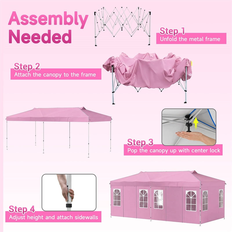 Pop Up Canopy Tent, Waterproof Outdoor Party Event Tent with Sidewalls, Center Lock & Sandbags Carry Bag, Portable Commercial Gazebo