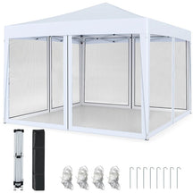 10x10FT Pop-Up Canopy Tent, Easy Setup Instant Folding Shelter w/ Mesh Netting, Carry Bag, Adjustable Height for Camping Outdoor Events