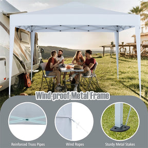 10x10FT Pop-Up Canopy Tent, Easy Setup Instant Folding Shelter w/ Mesh Netting, Carry Bag, Adjustable Height for Camping Outdoor Events