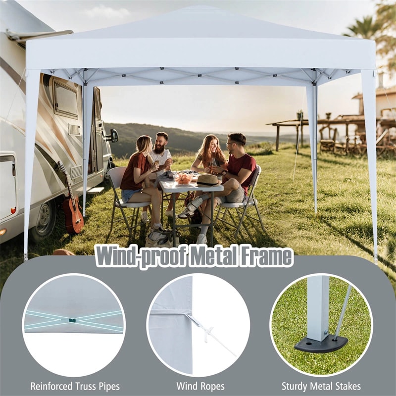 10x10FT Pop-Up Canopy Tent, Easy Setup Instant Folding Shelter w/ Mesh Netting, Carry Bag, Adjustable Height for Camping Outdoor Events