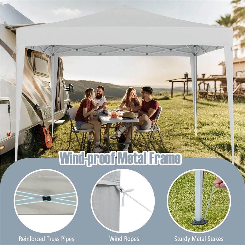 10x10FT Pop-Up Canopy Tent, Easy Setup Instant Folding Shelter w/ Mesh Netting, Carry Bag, Adjustable Height for Camping Outdoor Events