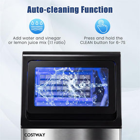 110 LBS/24H Commercial Ice Maker, Stainless Steel Ice Machine with 25 LBS Storage, 36 Cubes in 13 Mins, Self-Cleaning & Water Filter for Home Bar Cafe