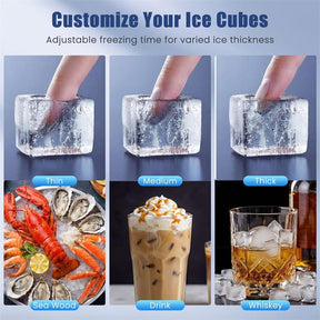 110 LBS/24H Commercial Ice Maker, Stainless Steel Ice Machine with 25 LBS Storage, 36 Cubes in 13 Mins, Self-Cleaning & Water Filter for Home Bar Cafe