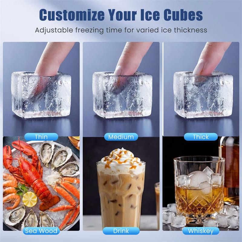 110 LBS/24H Commercial Ice Maker, Stainless Steel Ice Machine with 25 LBS Storage, 36 Cubes in 13 Mins, Self-Cleaning & Water Filter for Home Bar Cafe