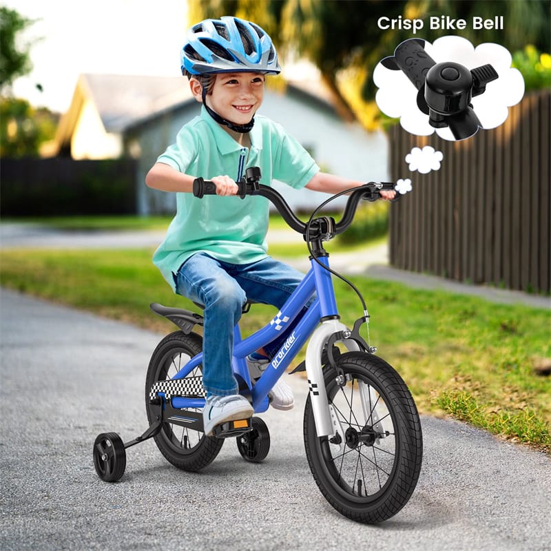 12-20 Inch Kids Bike with Removable Training Wheels, Basket & Bell for 3-8 Years Old Boys Girls, Adjustable Children Bicycle