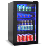 120 Can Beverage Refrigerator Cooler, 3.2 Cu.Ft Built-In & Freestanding Beer Wine Soda Drink Mini Fridge w/ Glass Door, LED Light, Adjustable Shelves