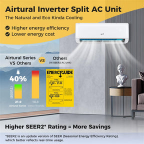 12000 BTU 21 SEER2 Mini Split Air Conditioner & Heater Ductless Inverter System, 208-230V Wall-Mounted AC Unit with Heat Pump