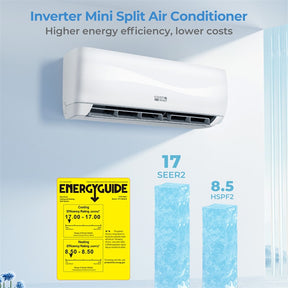 12000 BTU Mini Split Air Conditioner & Heater, Inverter Ductless AC Heat Pump System, Full Installation Kit, Cools up to 750 Sq Ft