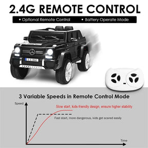 12V Mercedes-Benz G650S Licensed Kids Ride-On Car, Electric Riding Toy Truck with Remote Control, Storage Trunk, LED Lights & Spring Suspension