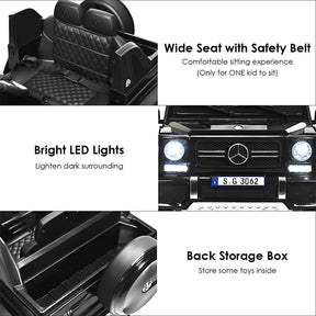 12V Mercedes-Benz G650S Licensed Kids Ride-On Car, Electric Riding Toy Truck with Remote Control, Storage Trunk, LED Lights & Spring Suspension