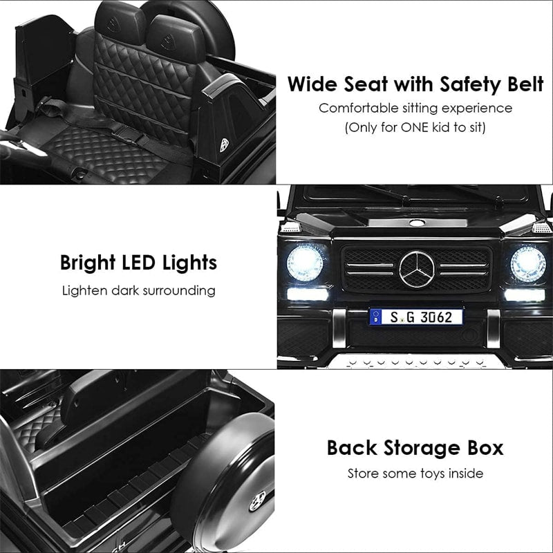 12V Mercedes-Benz G650S Licensed Kids Ride-On Car, Electric Riding Toy Truck with Remote Control, Storage Trunk, LED Lights & Spring Suspension