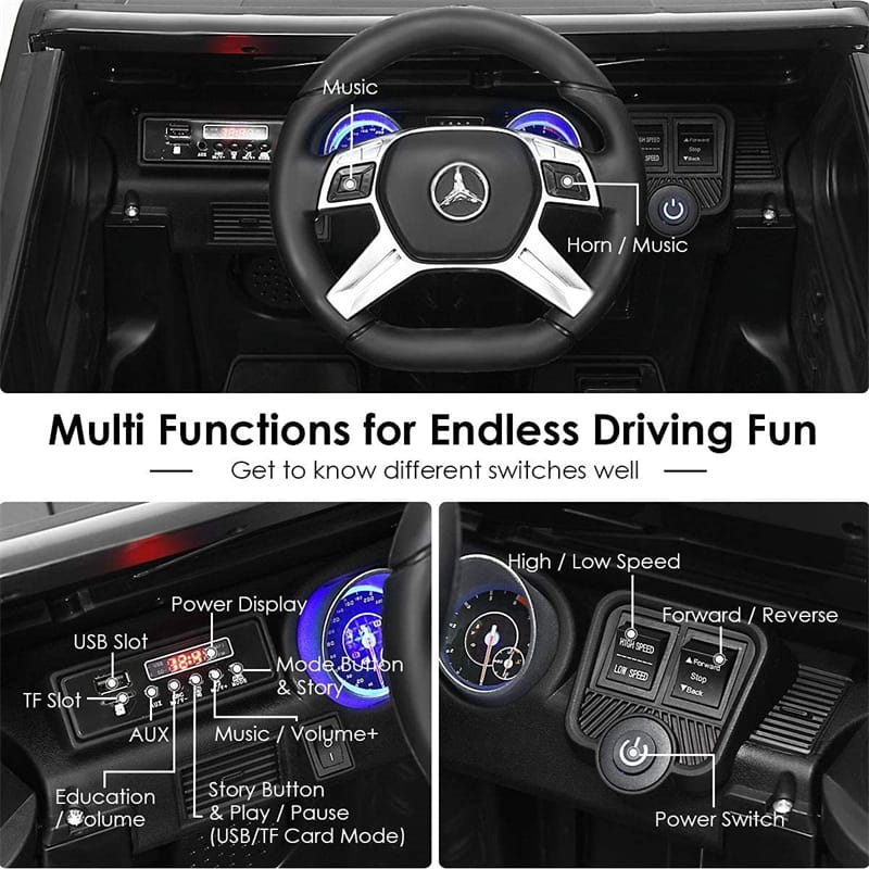 12V Mercedes-Benz G650S Licensed Kids Ride-On Car, Electric Riding Toy Truck with Remote Control, Storage Trunk, LED Lights & Spring Suspension